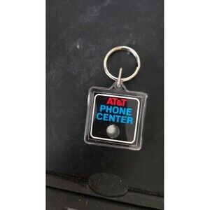 Vintage 1980s At&t Phone Center Acrylic Keychain Bell System Globe Logo Promo